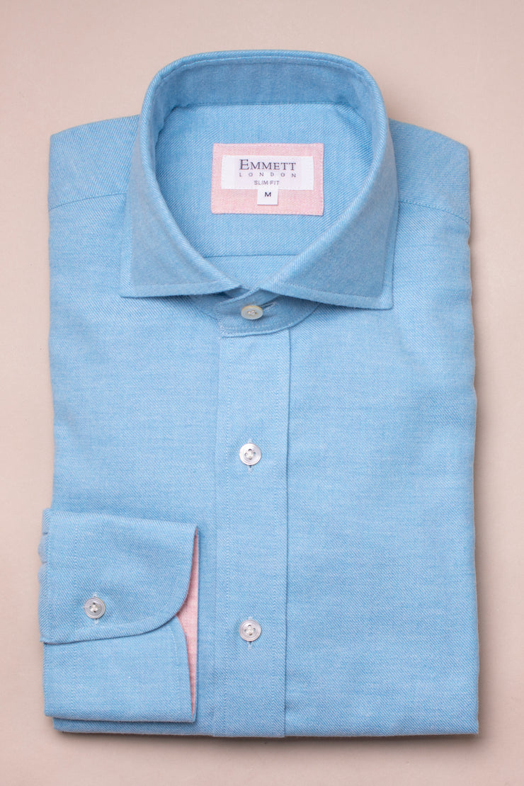Bright Blue Brushed Cotton Shirt