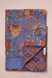 Light Blue Bold Flower Printed Silk Scarf
