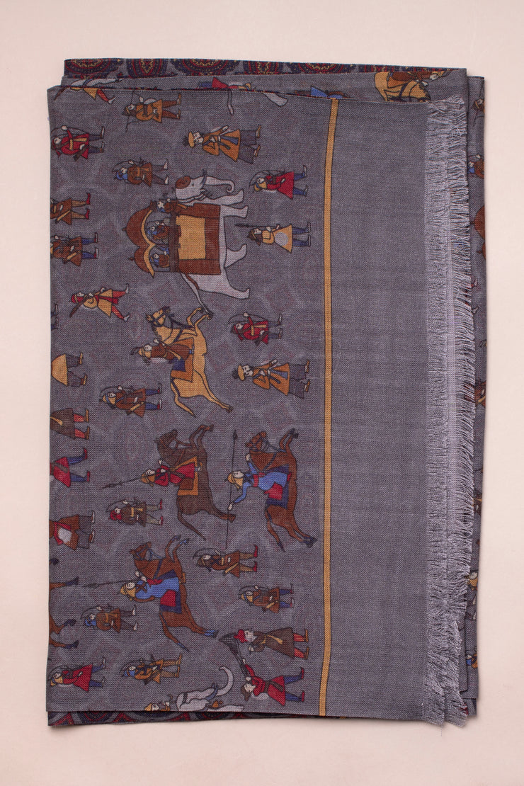 Silk and Wool Tapestry Scarf