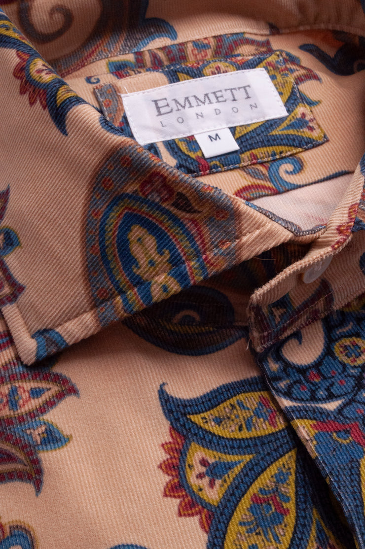 Blue Paisley Printed Cord Shirt