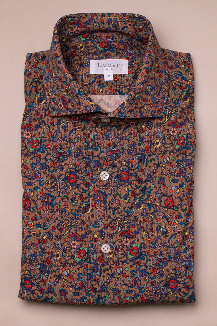 Multi Autumnal Floral Cord Shirt