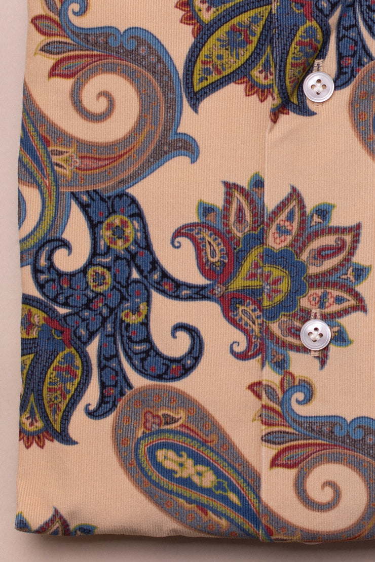 Blue Paisley Printed Cord Shirt