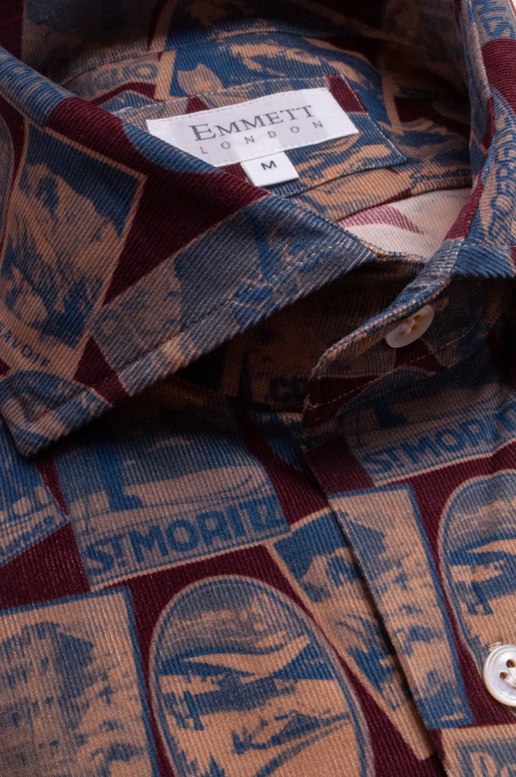 Dark Poster Printed Cord Shirt