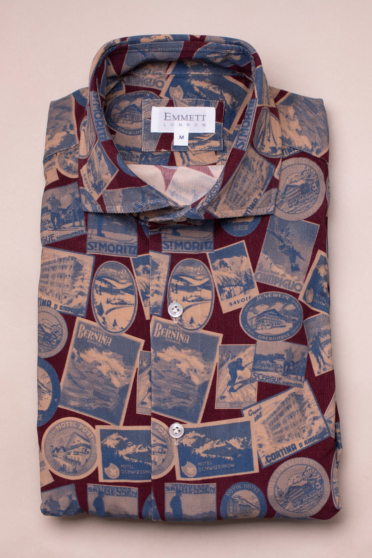 Dark Poster Printed Cord Shirt
