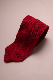 Wide Red Silk Knitted Tie