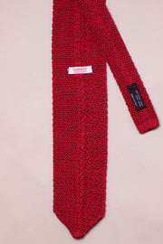 Wide Red Silk Knitted Tie