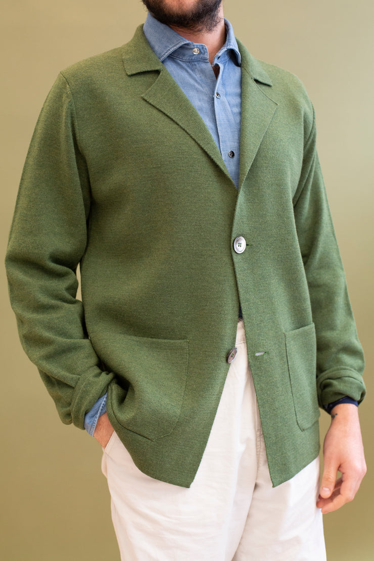 Light Green Merino Wool Knitted Jacket
