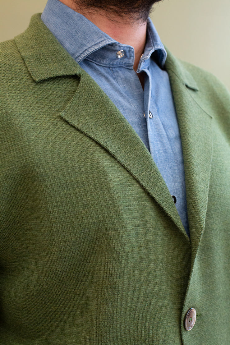 Light Green Merino Wool Knitted Jacket