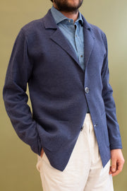Mid Blue Merino Wool Knitted Jacket