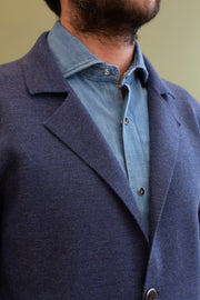 Mid Blue Merino Wool Knitted Jacket