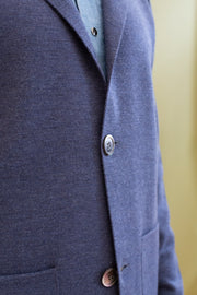 Mid Blue Merino Wool Knitted Jacket