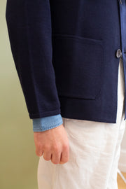 Navy Merino Wool Knitted Jacket
