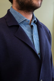 Navy Merino Wool Knitted Jacket