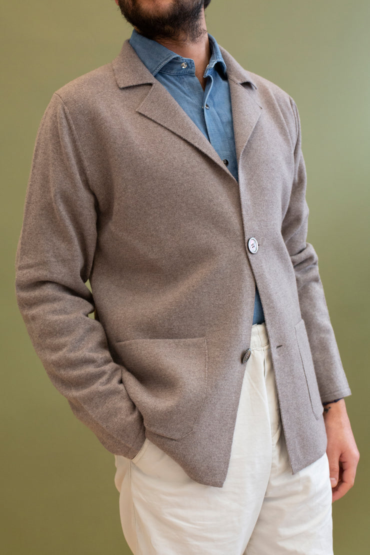 Beige Merino Wool Knitted Jacket