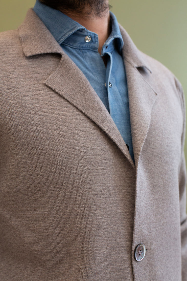 Beige Merino Wool Knitted Jacket