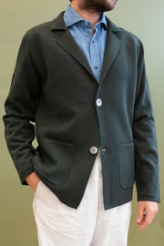 Dark Green Merino Wool Knitted Jacket