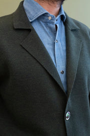 Dark Green Merino Wool Knitted Jacket