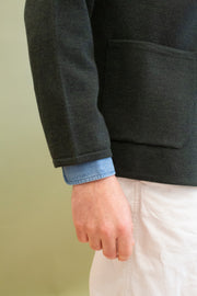 Dark Green Merino Wool Knitted Jacket