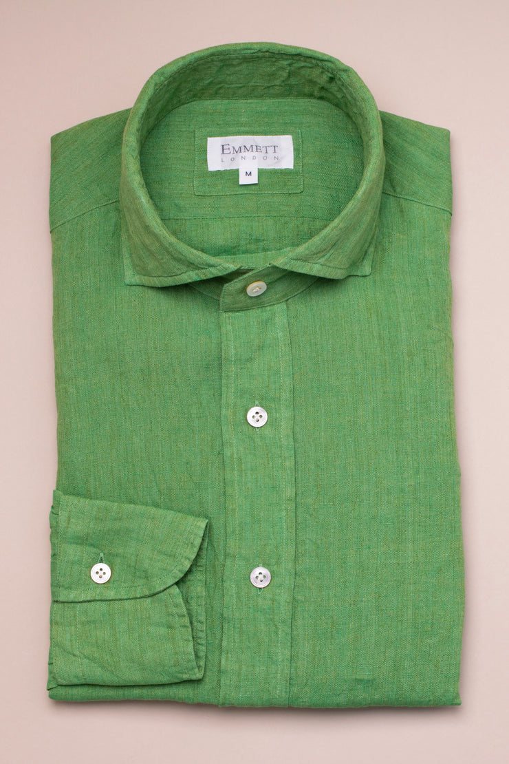 Green Linen Shirt Shirt