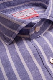 Purple Wide Linen Stripe Shirt