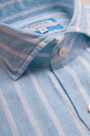 Light Blue Wide Linen Stripe Shirt