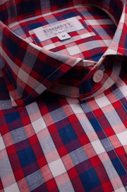 Light Red And Navy Check Shirt