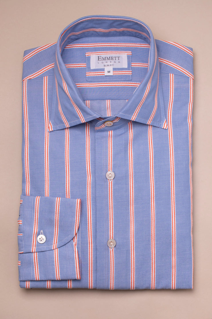 Light Blue With Orange Stripe Shirt