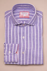 Purple Wide Linen Stripe Shirt