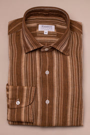 Brown Linen Stripes Shirt