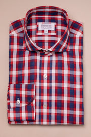 Light Red And Navy Check Shirt