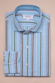 Light Blue And Brown Stripe Shirt