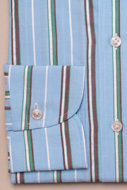 Light Blue And Brown Stripe Shirt