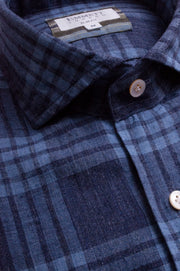 Blue On Blue Check Linen Shirt