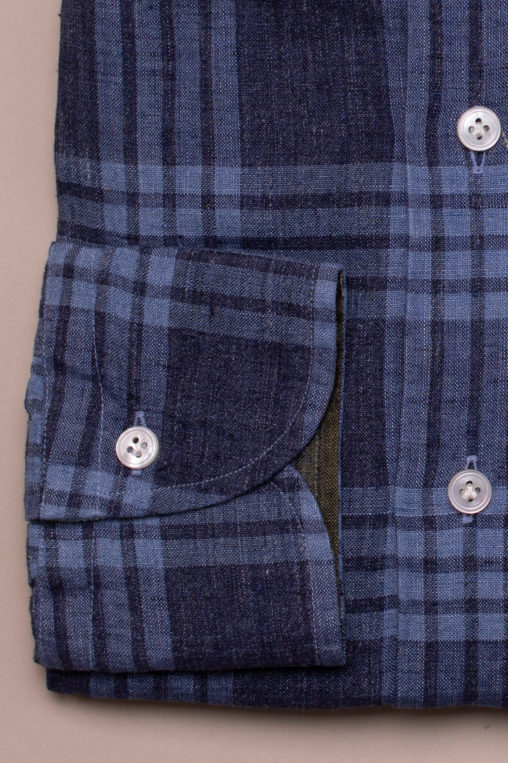 Blue On Blue Check Linen Shirt