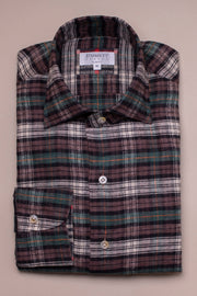 Green Checked Brushed Linen Shirt