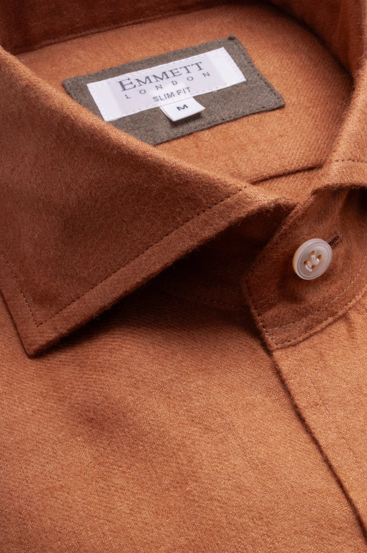 Brown Brushed Linen Shirt