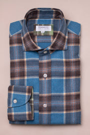 Blue Brushed Cotton Check Shirt