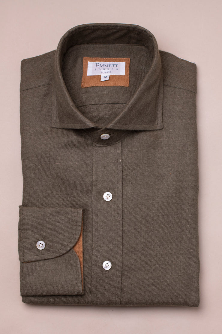 Green Brushed Linen Shirt