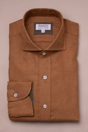 Brown Brushed Linen Shirt