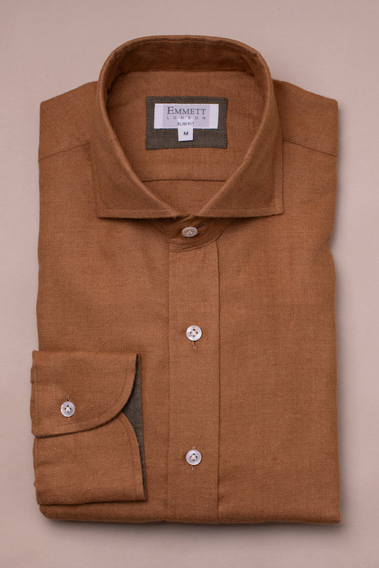 Brown Brushed Linen Shirt