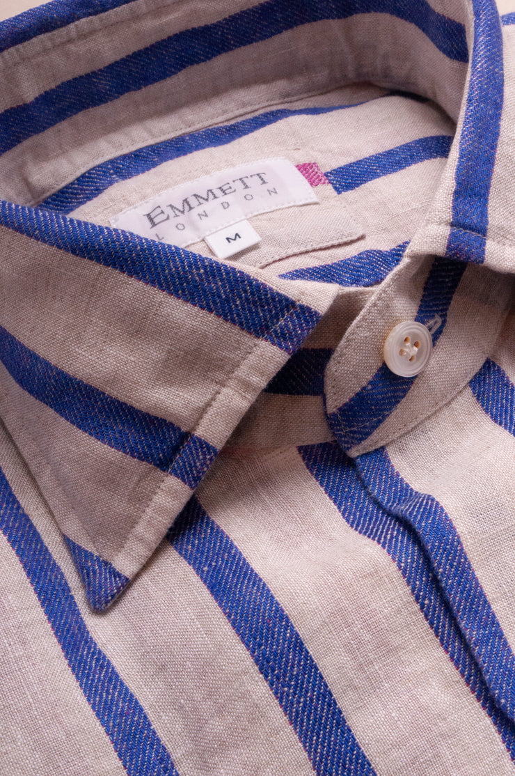 Purple Linen Stripe Shirt