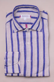 Purple Linen Stripe Shirt