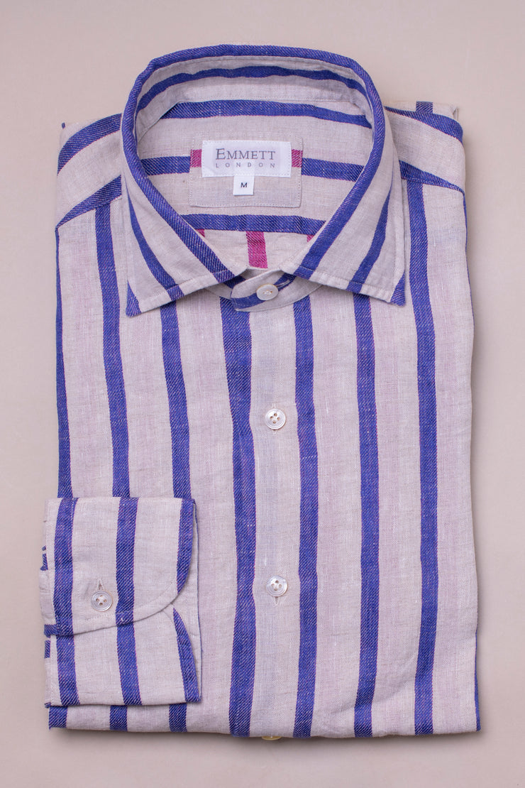 Purple Linen Stripe Shirt