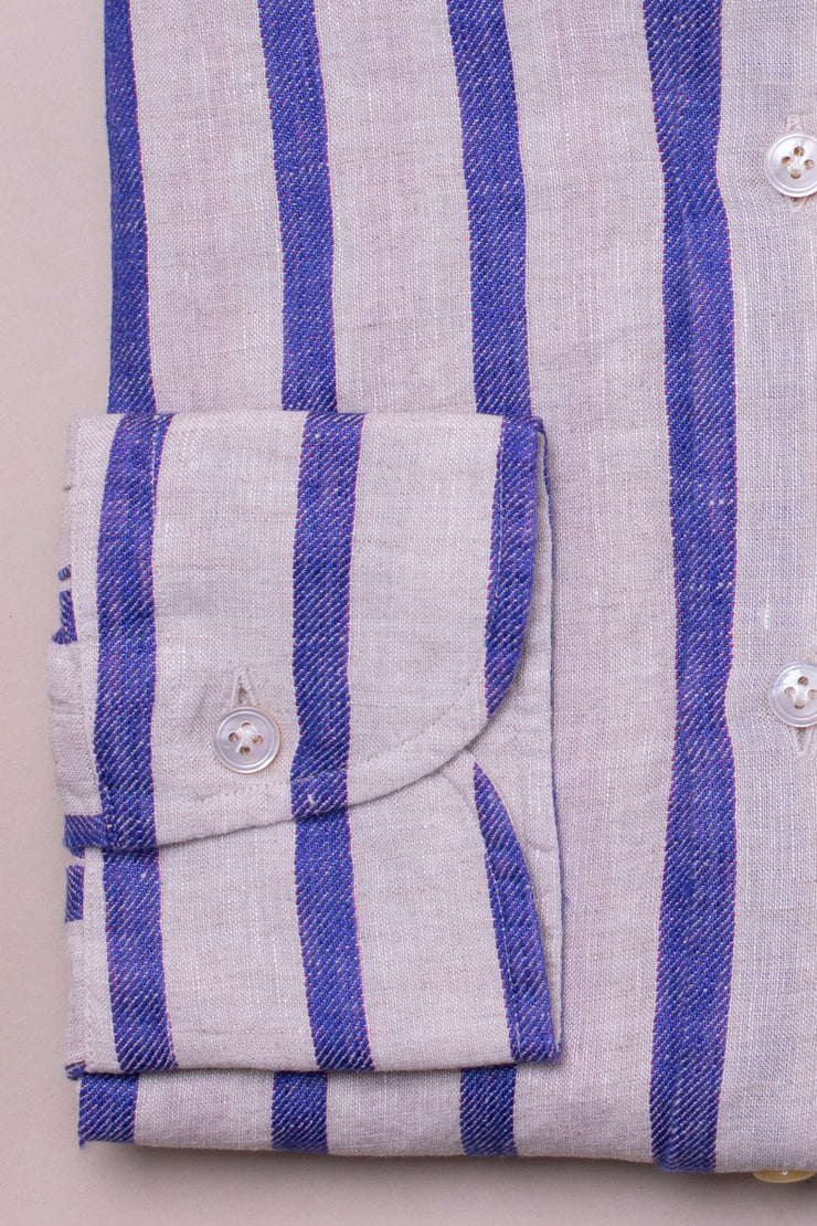 Purple Linen Stripe Shirt