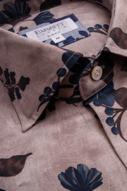 Soft Beige And Blue Floral Shirt