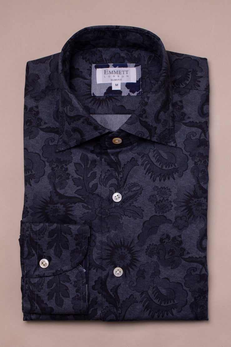 Blue Flower Print Shirt