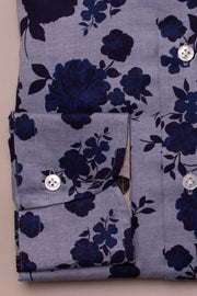 Soft Blue On Blue Floral Shirt