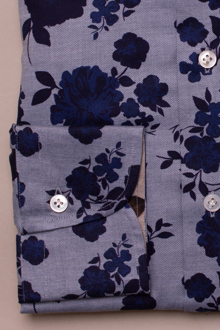 Soft Blue On Blue Floral Shirt