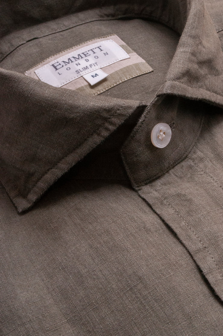 Dark Green Linen Shirt