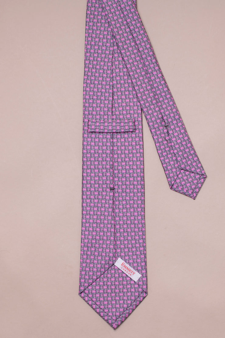 Pink Oval Chain Silk Tie